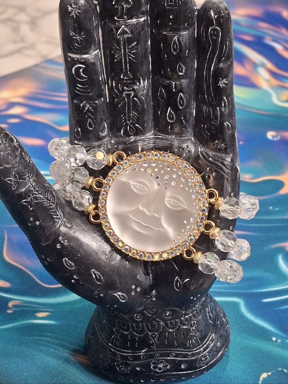Kirks Folly Crystal Moon Face Bracelet